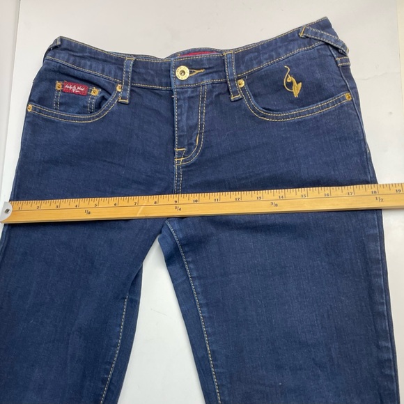 Baby Phat Jeans Dark Wash Low Rise Cat Logo Embroidery Skinny Y2K - Picture 12 of 15